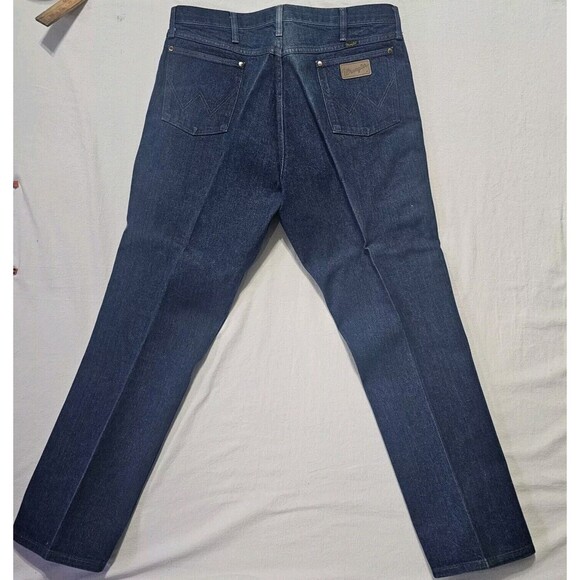 Wrangler Jeans Men 42x32 Blue Denim Dark Wash 13MWZ Cowboy Cut Orginal Fit - Picture 12 of 16